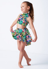 Falda estampada de corte alto-bajo para niÃ±a Sara Alegra TRO Front [Estampado]