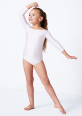 Maillot brillante con escote barco para niÃƒÂ±a Clarissa Alegra Blanco Front [Blanco]