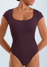 Maillot con mangas cortas y estampado floral Mirella Merlot Front 2 [Rojo]