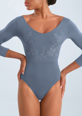 Maillot manga 3/4 con estampado floral Mirella Dusty Grey Front 2 [Gris]