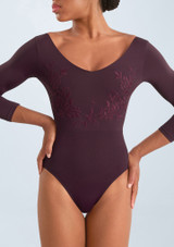 Maillot manga 3/4 con estampado floral Mirella Merlot Front 2 [Rojo]