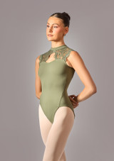 Maillot de encaje con mangas cortas Isobel Move Dance Caqui Front 4 [Verde]