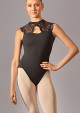 Maillot de encaje con mangas cortas Isobel Move Dance Negro Front [Negro]