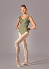 Maillot de encaje sin mangas Juniper Move Dance Caqui Front 6 [Verde]