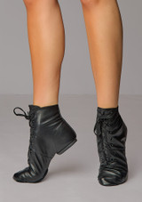 Botas de baile de jazz con suela de piel Move Dance Negro Front 3 [Negro]