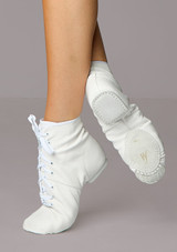 Botas de baile de jazz con suela de piel Move Dance Blanco Front [Blanco]