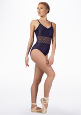 Body Danza con Spalline Sottili in Pizzo Chevron So Danca Blu Davanti [Blu]