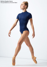 Maillot Ballet de Encaje con Mangas Cortas Iona Move Dance Blu Davanti [Blu]