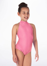 Maillot de cuello alto de nina de Alegra Nola Rosa frontal #3. [Rosa]