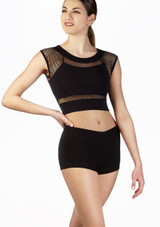 Maglia Danza Corta in Tessuto Trasparente So Danca - Nero Nero Davanti [Nero]