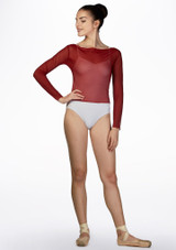 Suéter de Calentamiento con Malla Ballet Rosa Rosso Davanti [Rosso]
