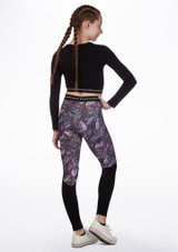 Leggings Danza Bambina con Stampa Multicolore Move Dance Multi-Colore Dietro [Multi-Colore]