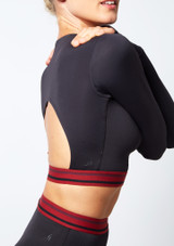 Crop Top Danza a Maniche Lunghe Perform Move Dance Nero Lato [Nero]