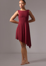 Vestido de Danza Contemporanea Asimétrico Pandora Move Dance Burdeos Front [Rojo]