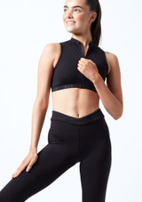 Crop Top Per Ragazze in Tessuto Trasparente e Cerniera Frontale Bloch Nero Davanti [Nero]