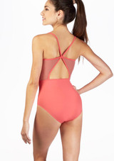 Body Danza con Spalline Sottili e Inserti Trasparenti Bodycared Intermezzo Rosso corallo [Rosa]
