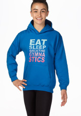 Felpa con cappuccio Eat Sleep Breathe Gymnastics Blu Davanti [Blu]