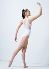 Body Danza Ragazza con Inserti Trasparenti Harlequin So Danca Bianco Dietro [Bianco]