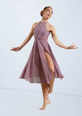 Weissman High Neck Halter Dress Amethyst [Viola]