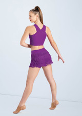 Weissman Lattice Front Crop Top [Púrpura]