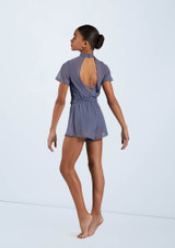 Weissman Mock Neck Power Mesh Romper [Blu]