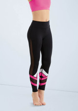 Weissman Bright Stripe Mesh Leggings Rosso Ciliegia [Rosa]