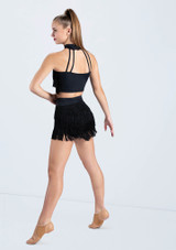 Weissman Fringe Mock Neck Crop Top