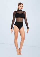 Weissman Long Sleeve Mesh Leotard Nero [Nero]