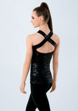 Weissman Cross Neck Sequin Tank Negro [Negro]