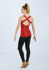 Weissman Cross Neck Sequin Tank Rojo [Rojo]