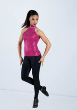 Weissman Sequin And Metallic Halter Top Fucsia [Rosa]