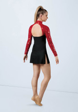 Weissman Sequin Long Sleeve Shift Dress Rosso 2 [Rosso]