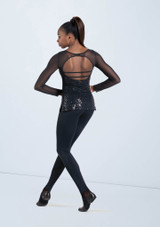 Weissman Long Sleeve Sequin Mesh Top Nero 2 [Nero]