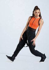 Weissman Mesh Detail Sleeveless Leotard [Naranja]