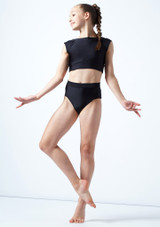 Culottes danza per ragazze a vita alta Ali Move Dance Nero Davanti [Nero]