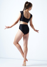 Move Dance Teen Amelia Cap Sleeve Crop Top Black Back [Black]