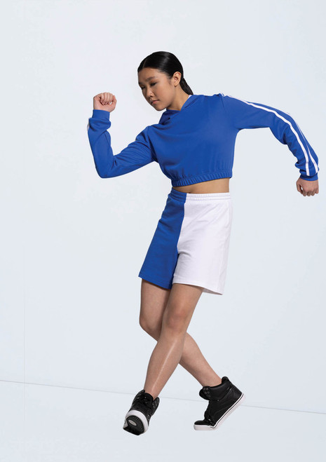 Weissman Striped Sleeve Cropped Hoodie