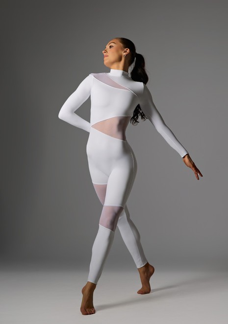 Mono entero con paneles de malla transparente Radiance Jolista Blanco 11 [Blanco]