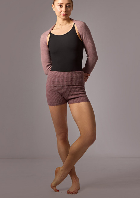 Pantalones cortos de danza de punto con cinturón enrollable Delilah Move Dance Grape Front [Violeta]