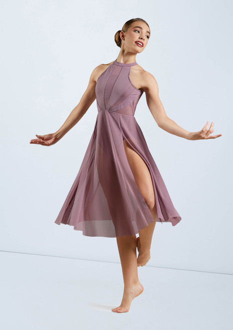 Weissman High Neck Halter Dress Amethyst [Viola]