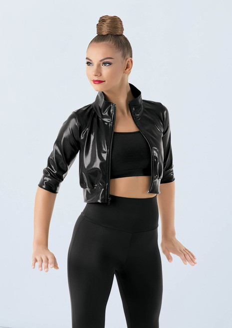 Weissman Cropped Metallic Jacket Nero [Nero]