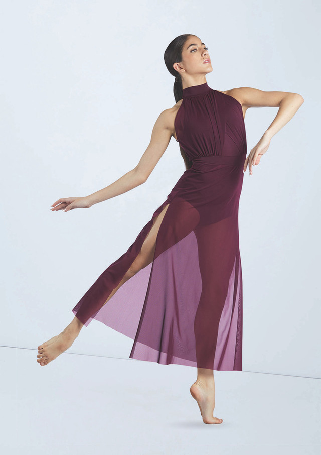 Weissman Crisscross Mesh Maxi Dress Raisin 3087 [Violeta]