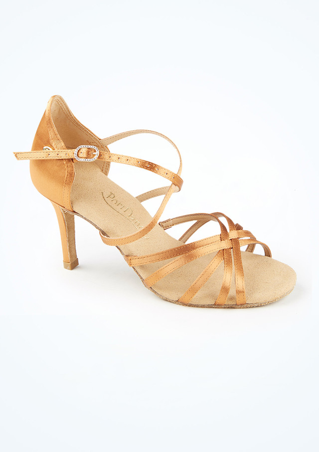 Zapatos de baile de salón de satén dorado Pro 003 PortDance - 7 cm [Marrón]