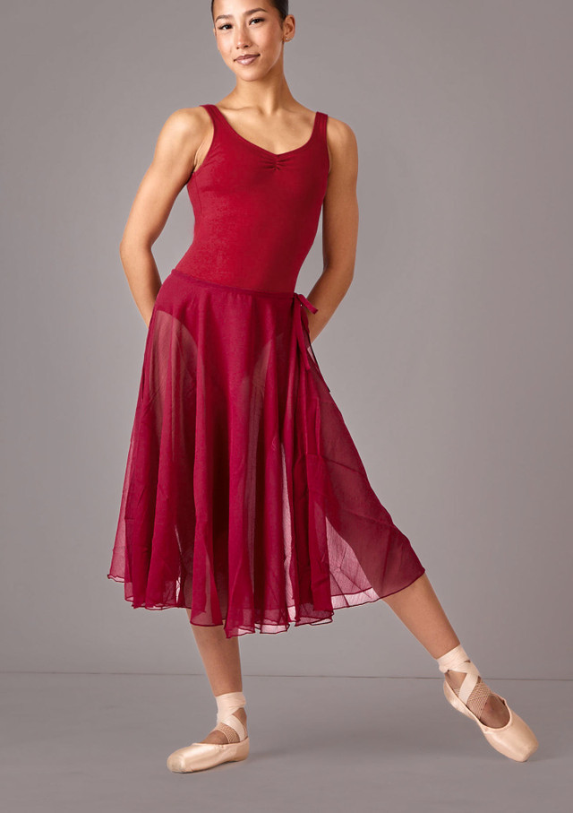 Falda larga de ballet Cynthia Move Dance Burdeos Front [Rojo]