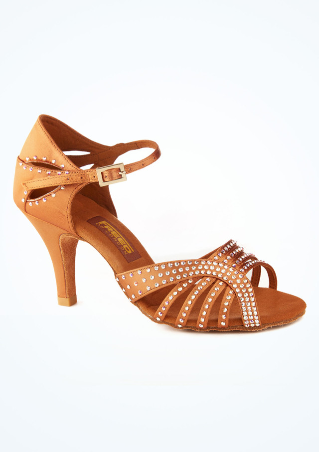 Zapatos de Baile con Swarowski Dina Freed - 7,5cm - Tostado Marrón Claro Principal [Marrón Claro]