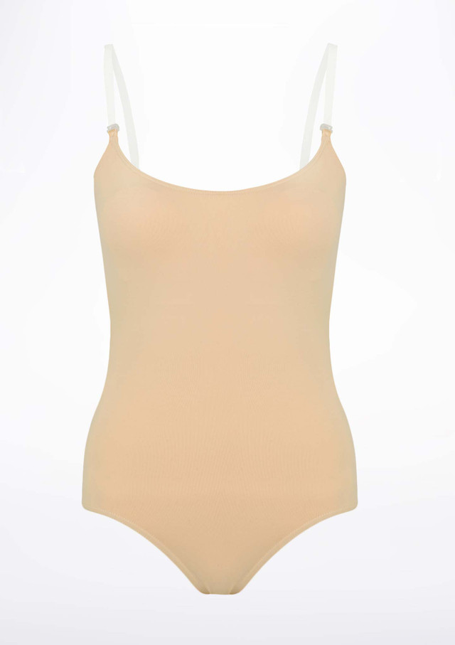 Body Intimo Donna con spalline sottili BraTek Capezio - Color Carne Cuoio Chiaro Davanti [Cuoio Chiaro]