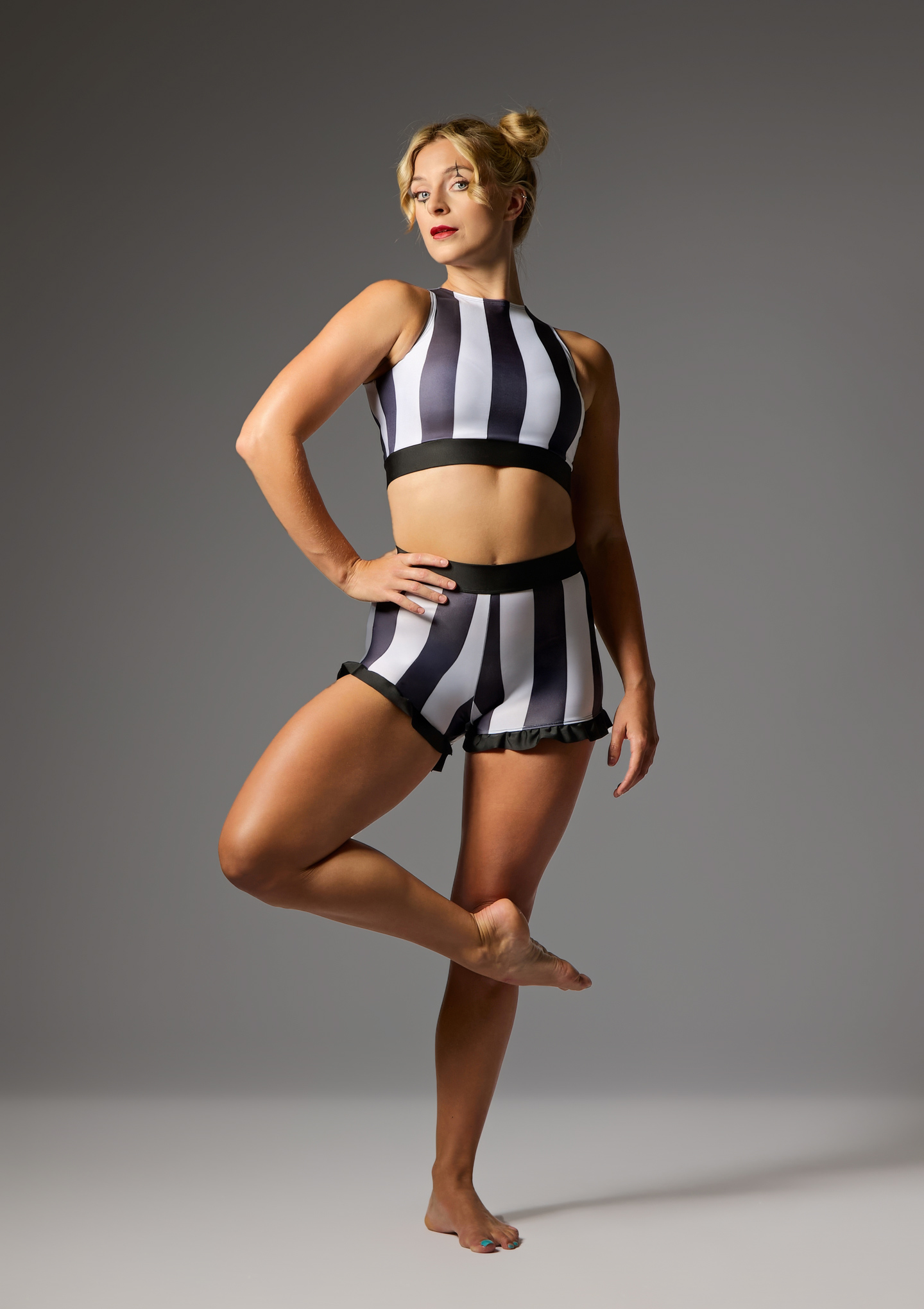 Jolista Jester Stripe Dance Top Negro-Blanco 187 [Negro]