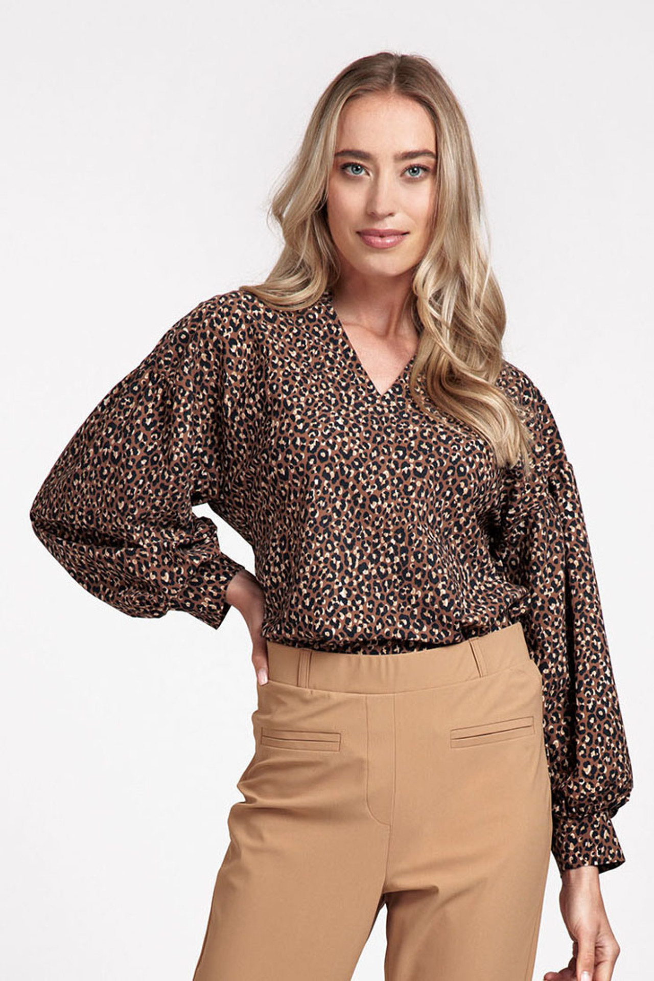 Julia leopard top - bronze/camel | Studio Anneloes | Officiële