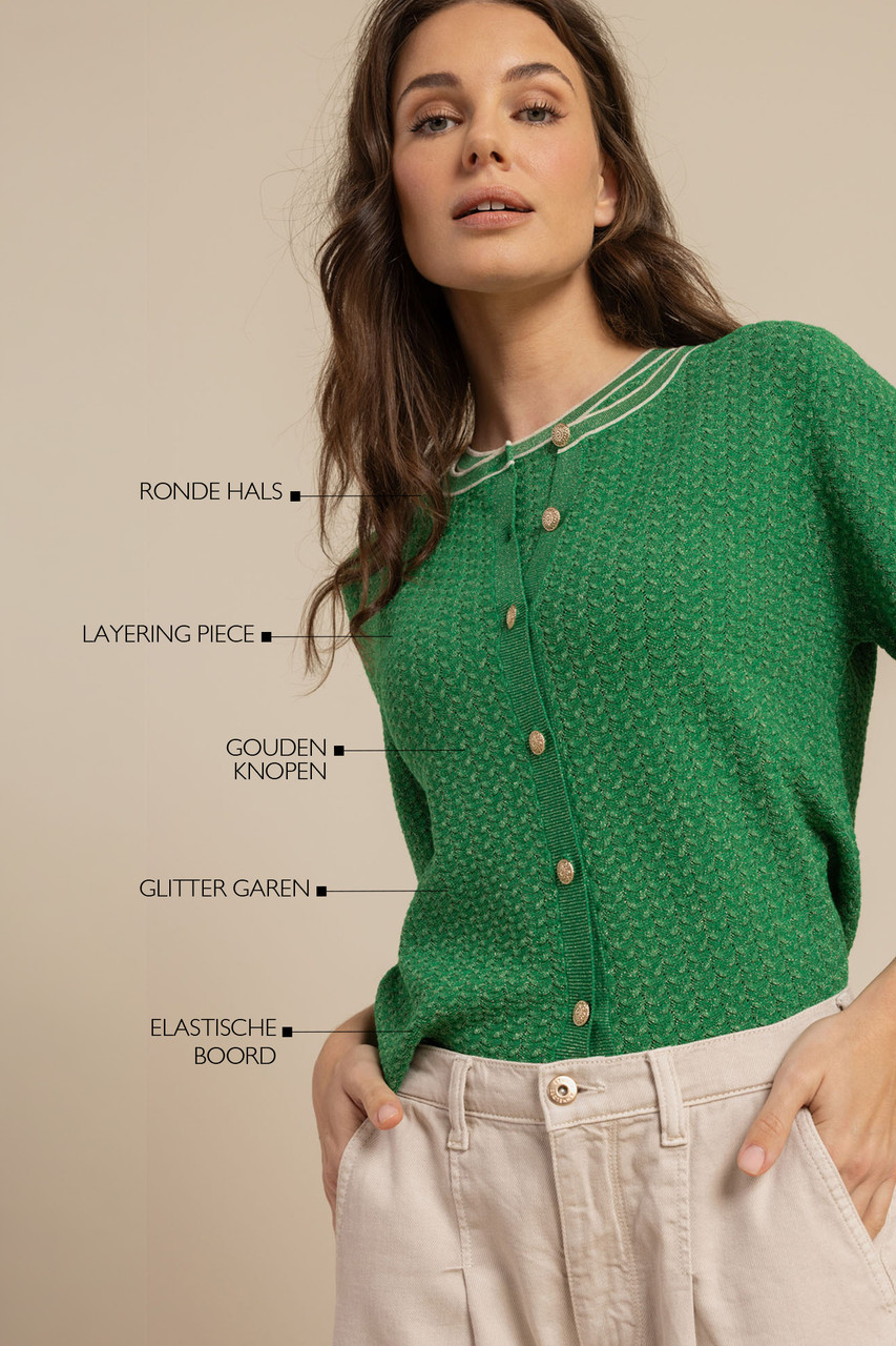 Jaxx twinset cardigan - grass green / kit | Studio Anneloes