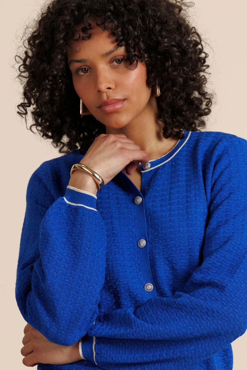 Jaxx twinset cardigan - electric blue/kit | Studio Anneloes